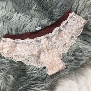 Victoria’s Secret satin and metallic lace cheeky